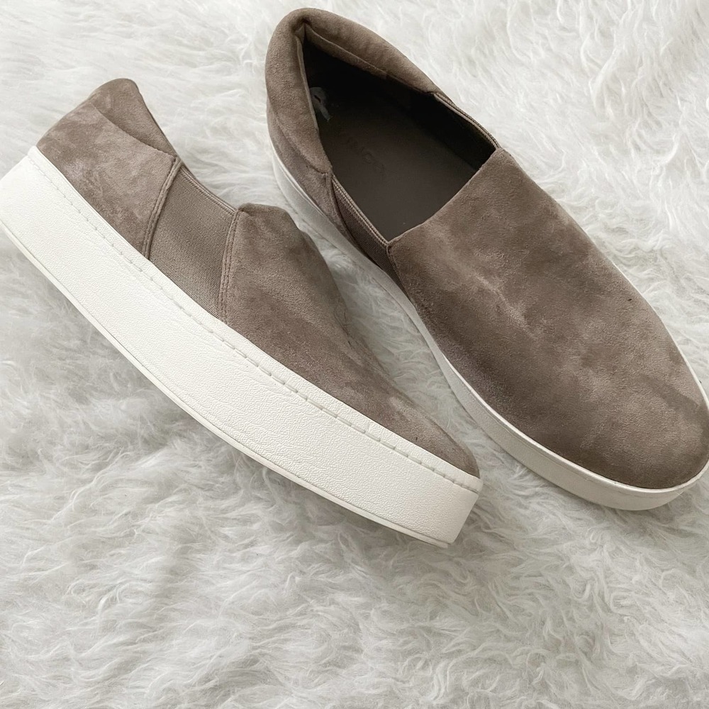 Vince Warren Suede Taupe Platform Sneakers Size 10
